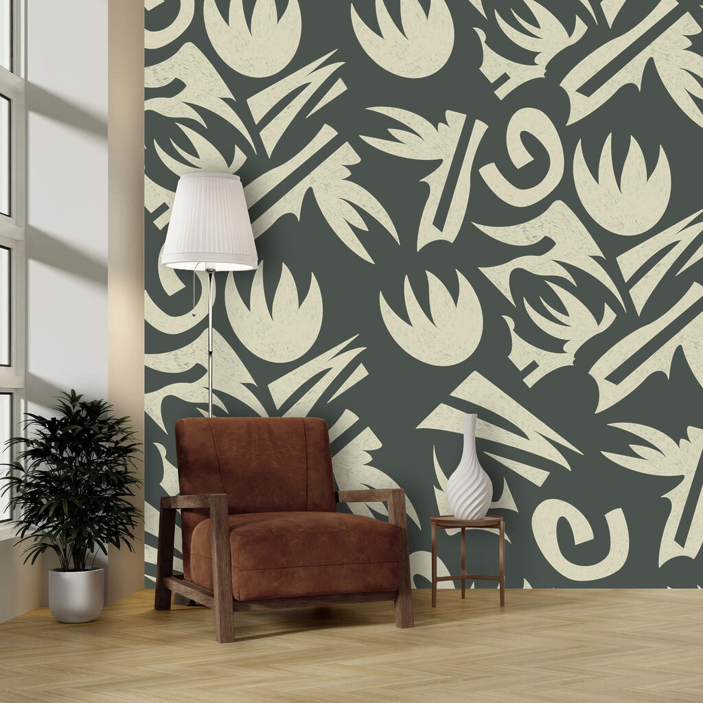 Cálices estilizados em verde-acinzentado — interior 2