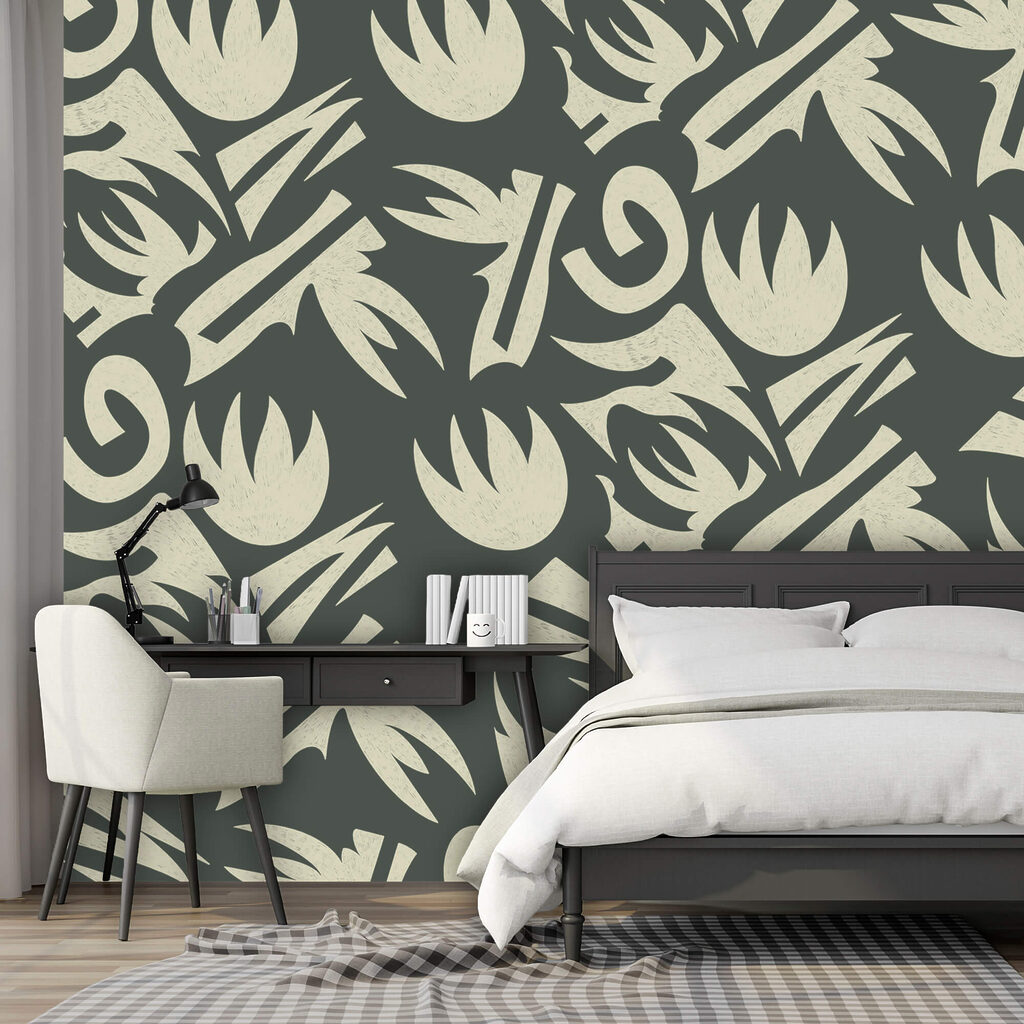 Cálices estilizados em verde-acinzentado — interior 1