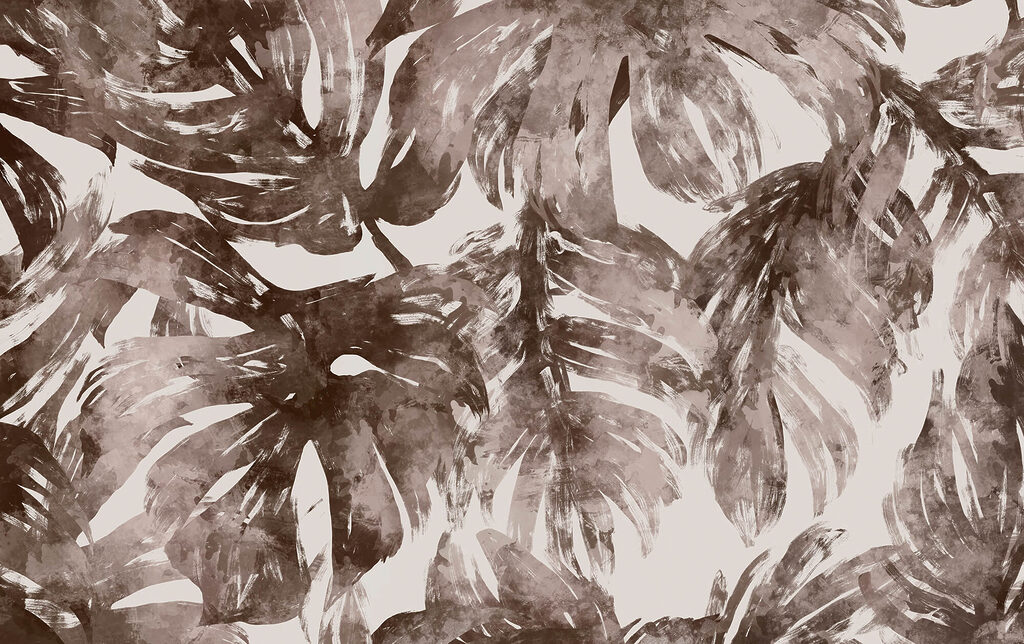 Monstera em pinceladas castanhas — design completo