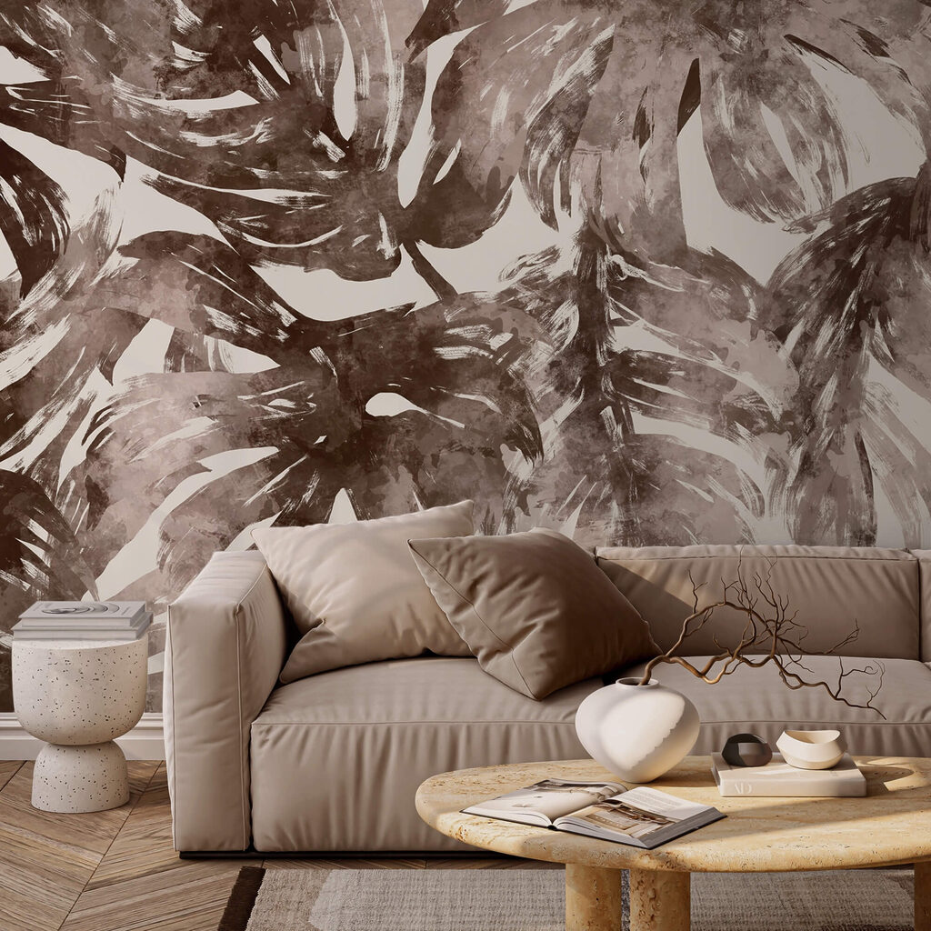 Monstera em pinceladas castanhas — interior 2