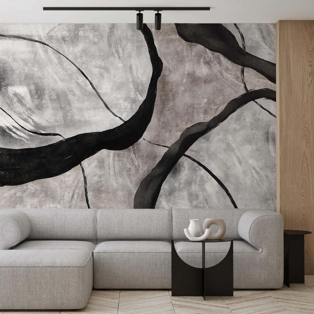 Ramos pretos sobre cinzento — interior 1
