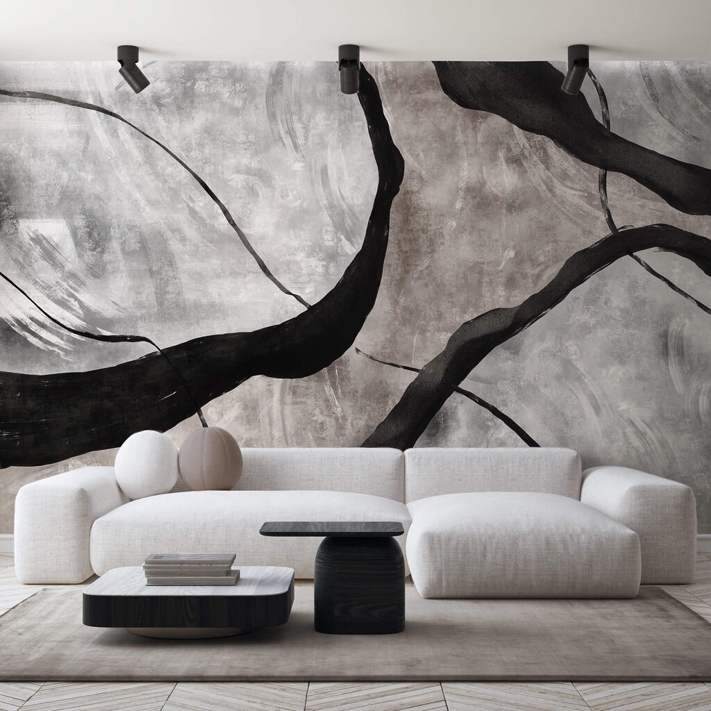 Ramos pretos sobre cinzento — interior 2
