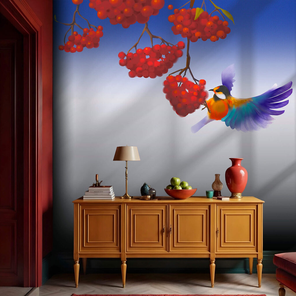 Ave colorida com bagas — interior 2