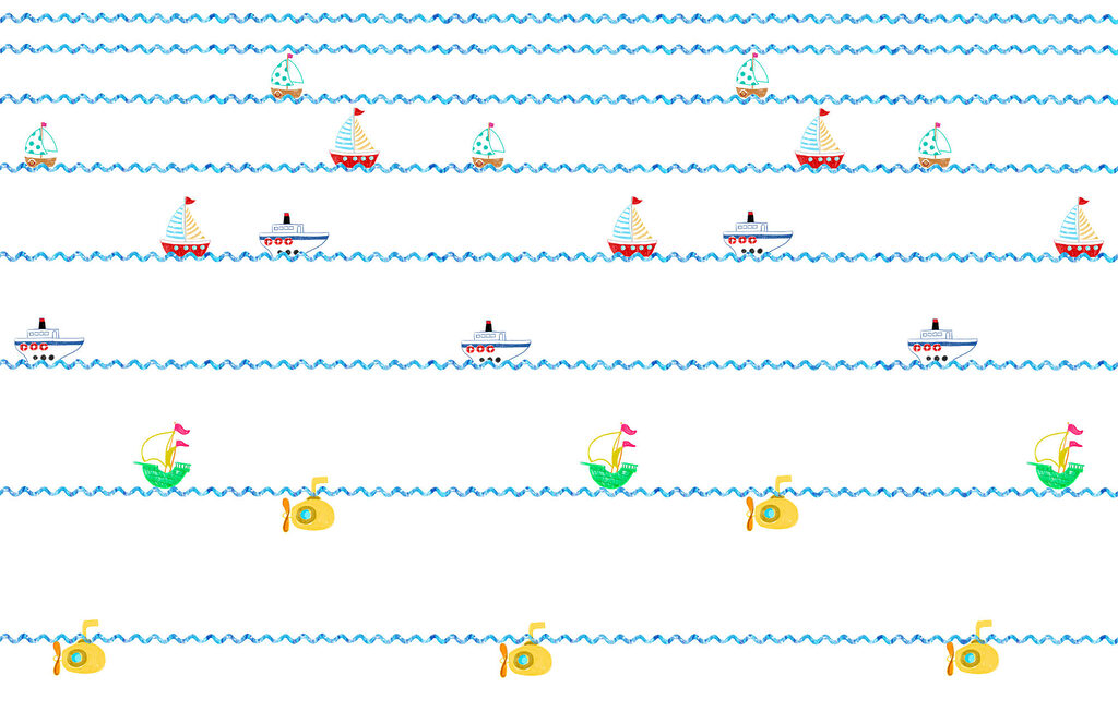 Barcos sobre ondas — design completo