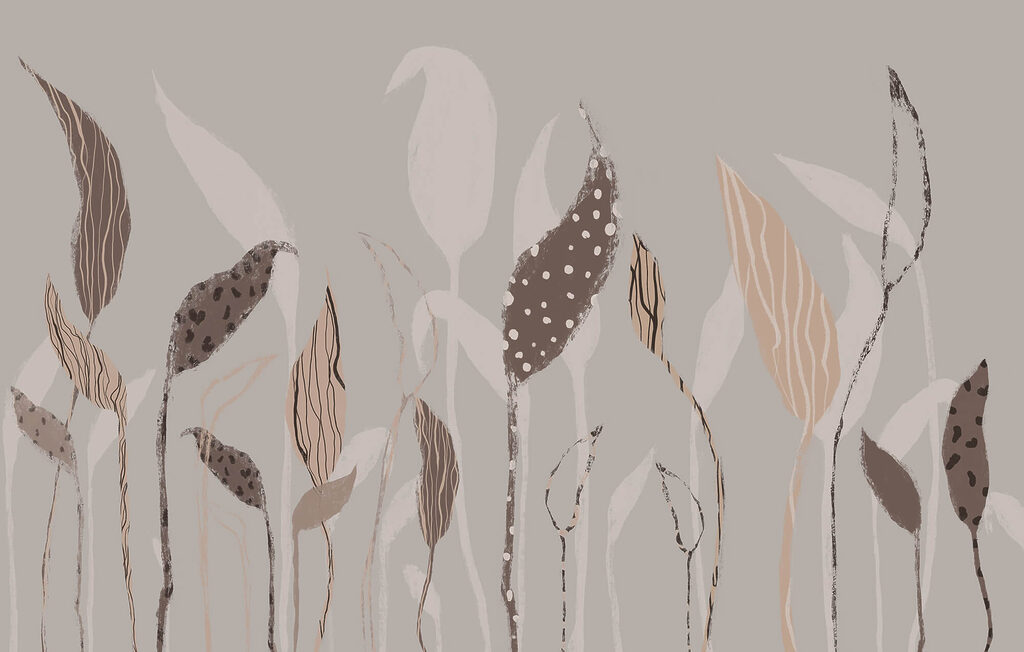 Folhas em hastes finas — design completo