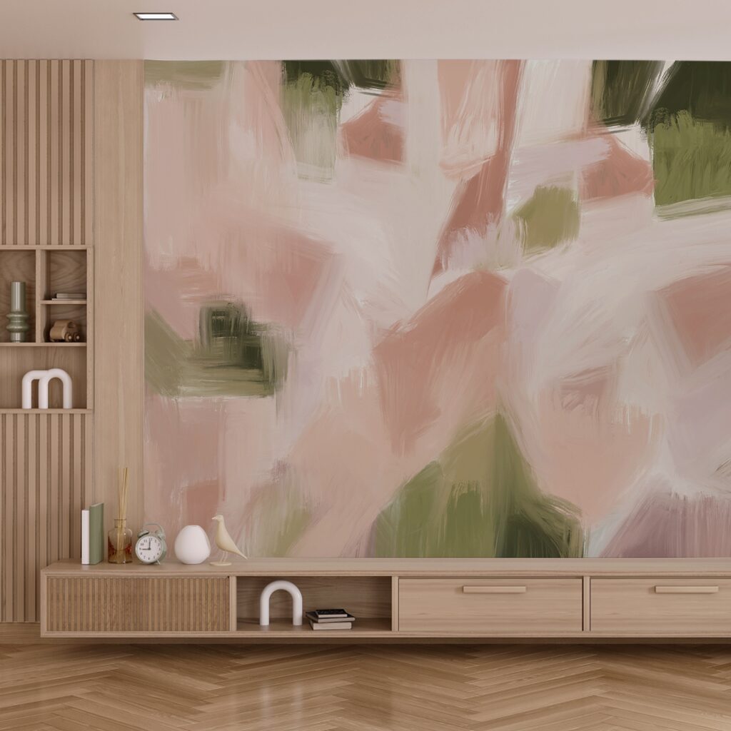 Pinceladas cor-de-rosa e verdes — interior 1