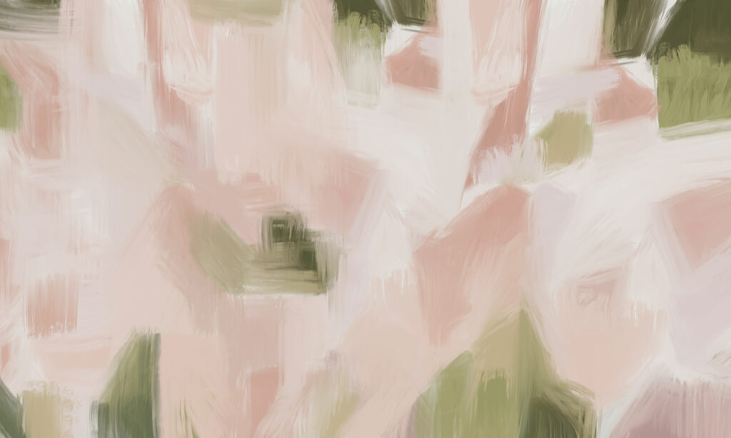 Pinceladas cor-de-rosa e verdes — design completo