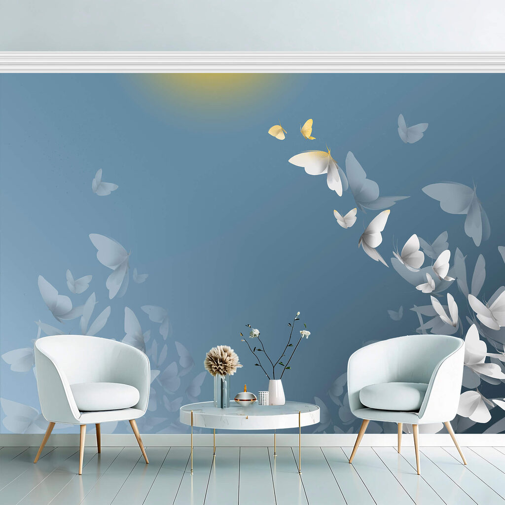 Borboletas sobem sobre azul — interior 1