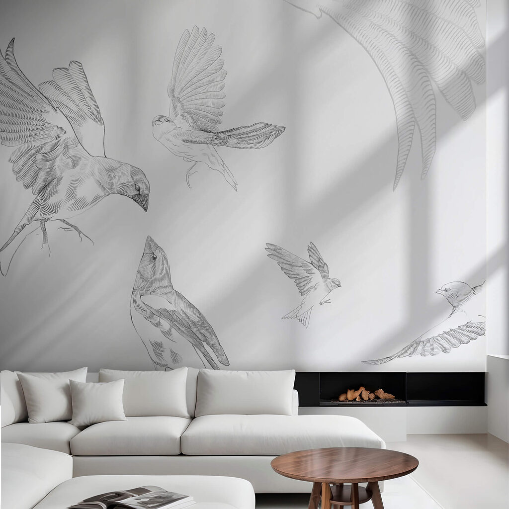 Aves voadoras a lápis — interior 1