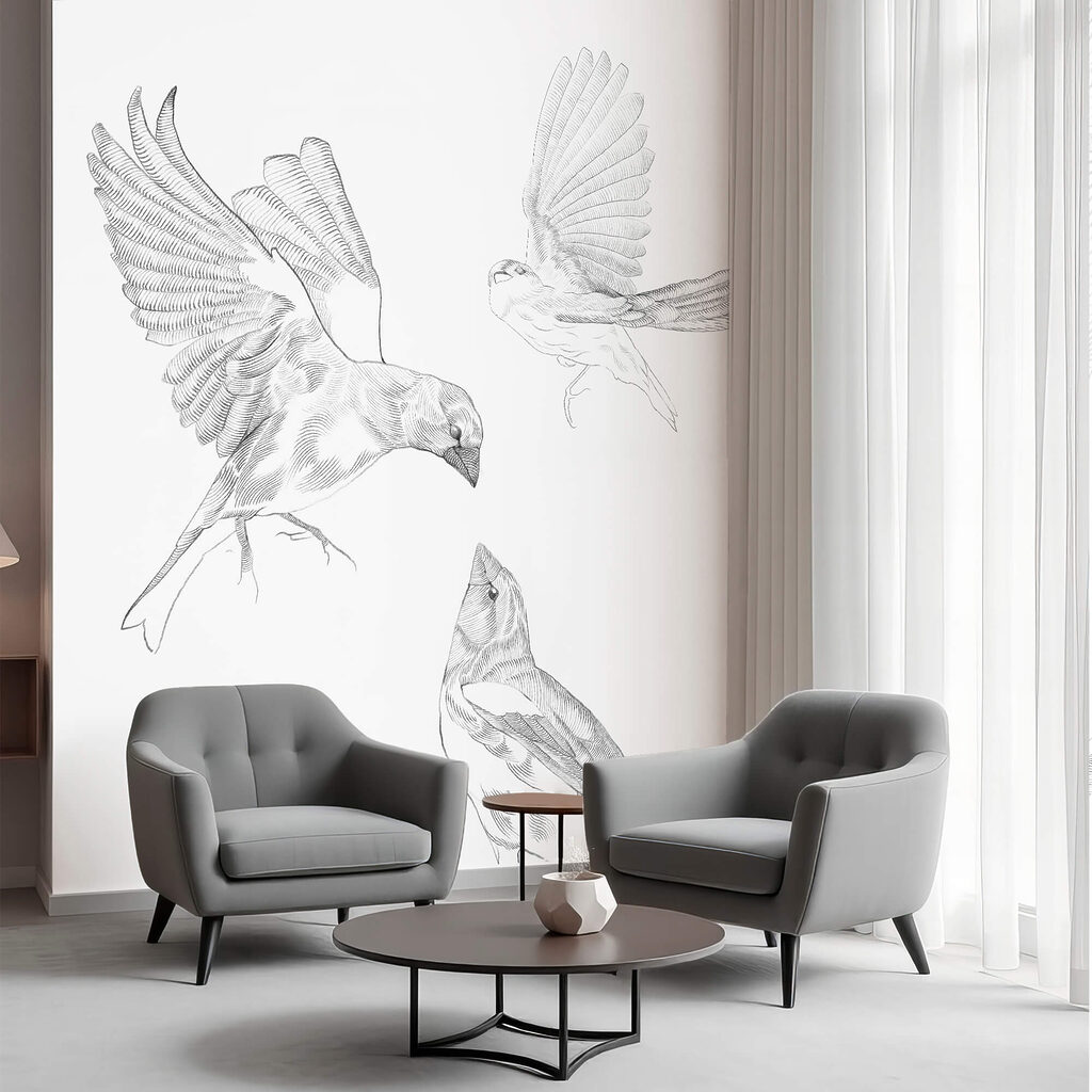 Aves voadoras a lápis — interior 2