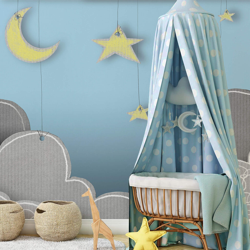 Lua e estrelas suspensas — interior 2