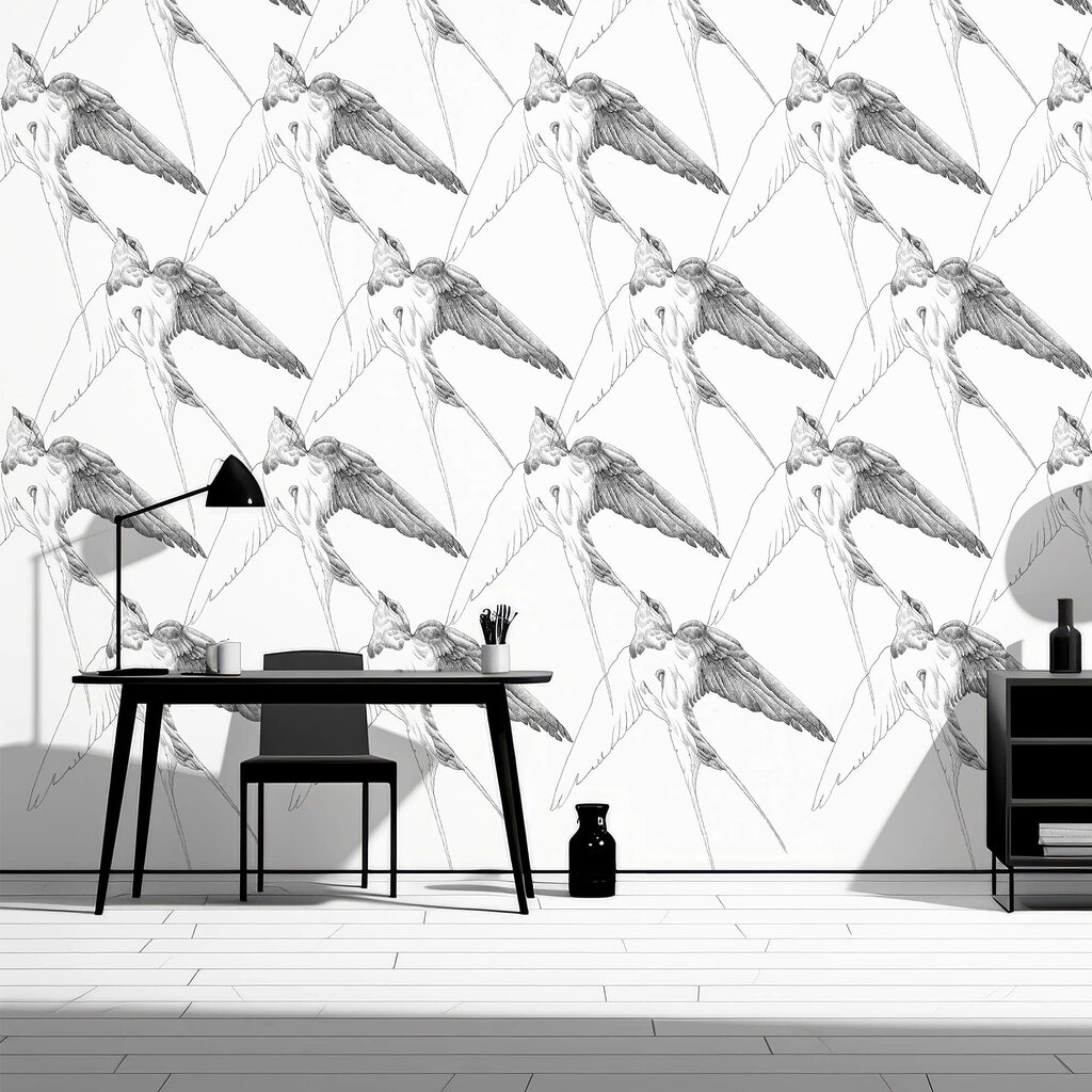 Garças em traço fino — interior 1