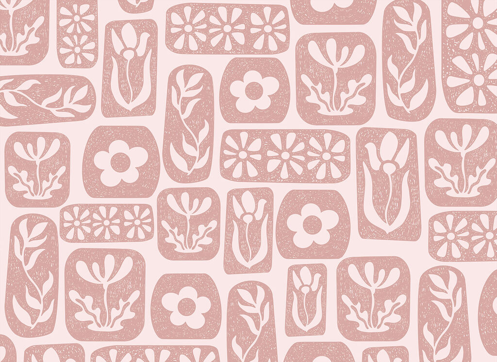 Flores em retângulos rosa — design completo