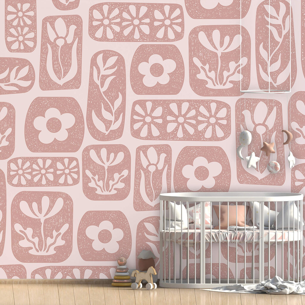 Flores em retângulos rosa — interior 1
