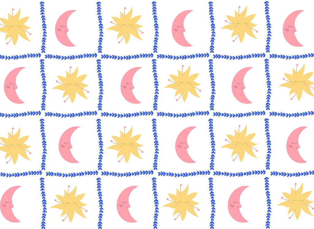 Sol e lua quadriculados — design completo