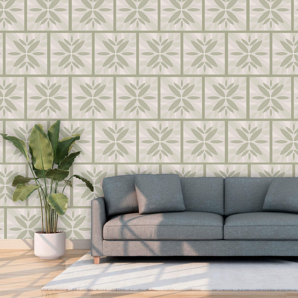 Ladrilhos florais verdes — interior 2