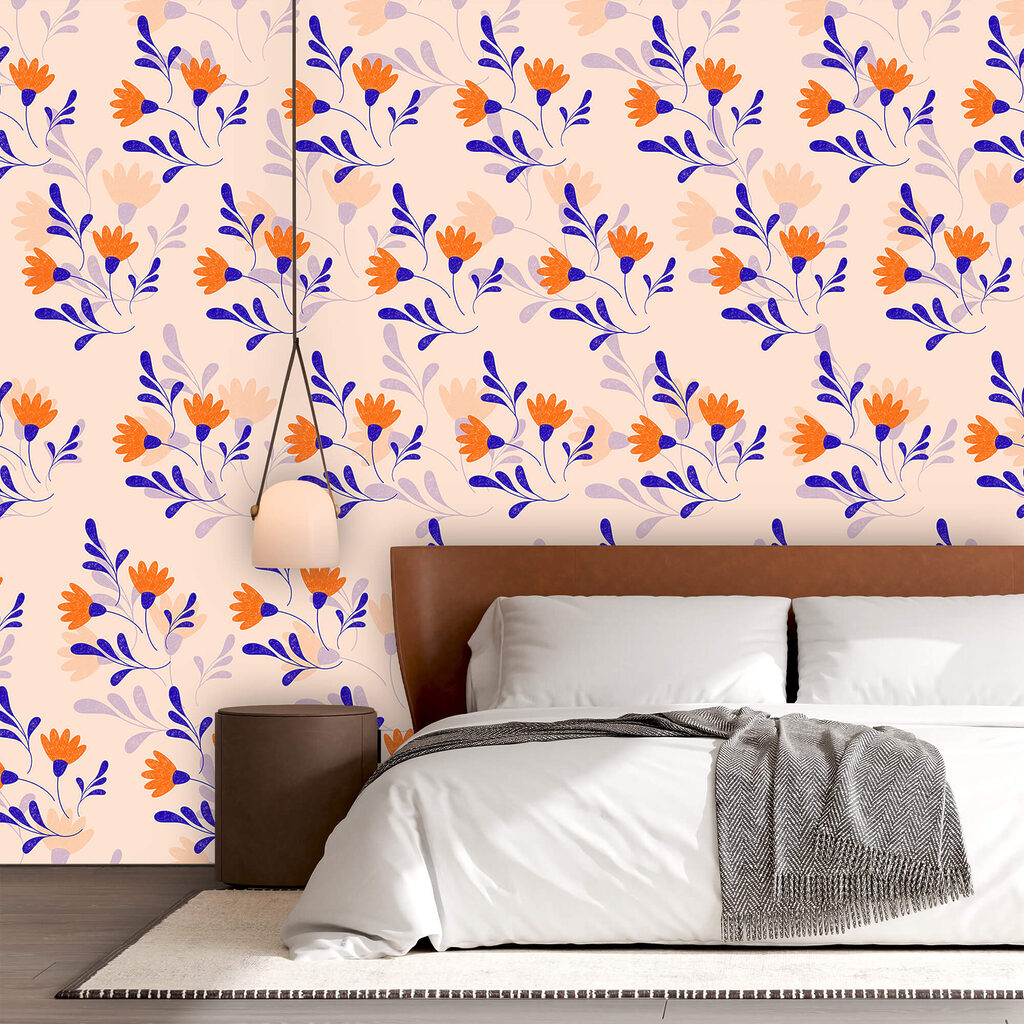Flores laranja, folhas azuis — interior 2