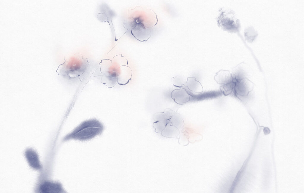 Pequenas flores sobre branco — design completo