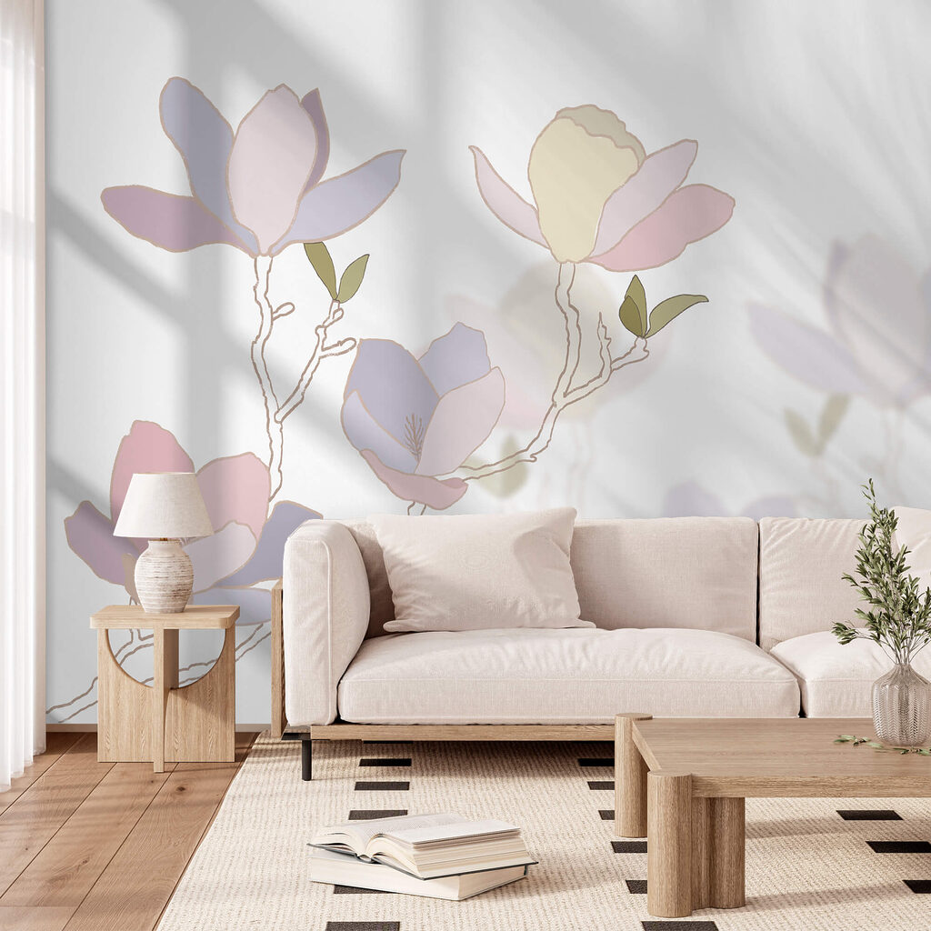 Magnólias em tons pastel — interior 1