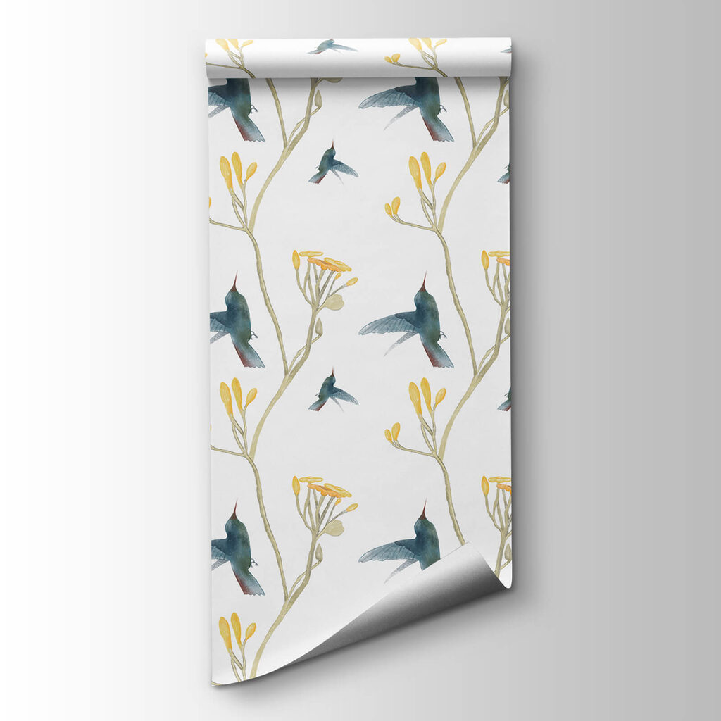 Colibris entre flores amarelas — vista do produto