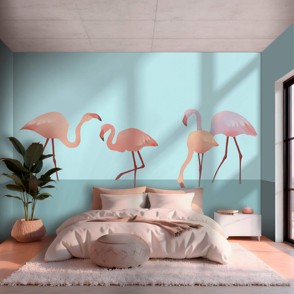 Flamingos em turquesa — interior 1