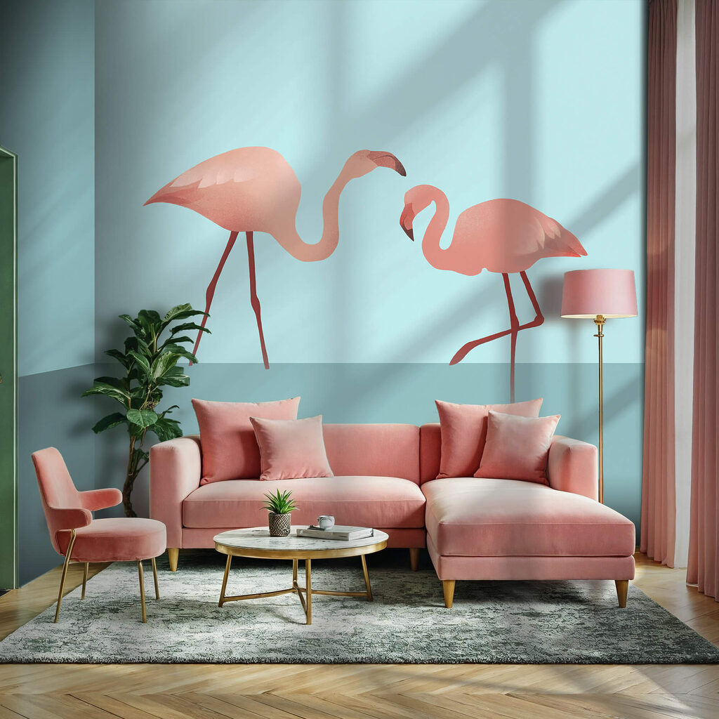 Flamingos em turquesa — interior 2
