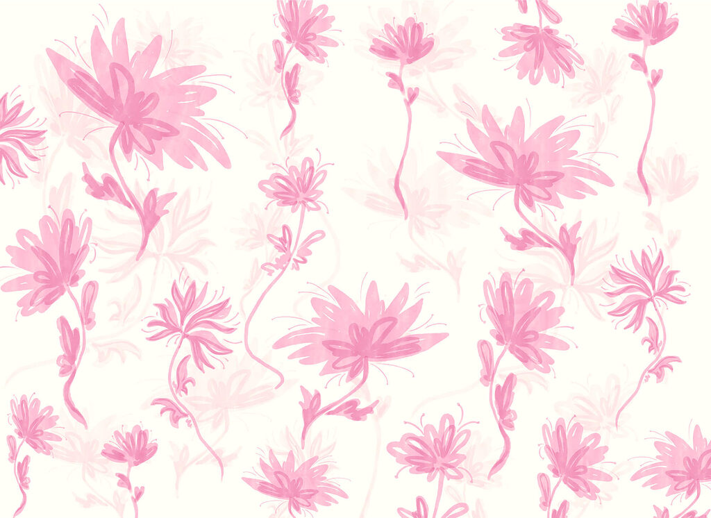 Flores lilás esboçadas — design completo