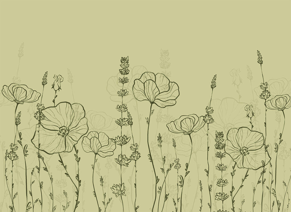 Flores em verde-oliva — design completo