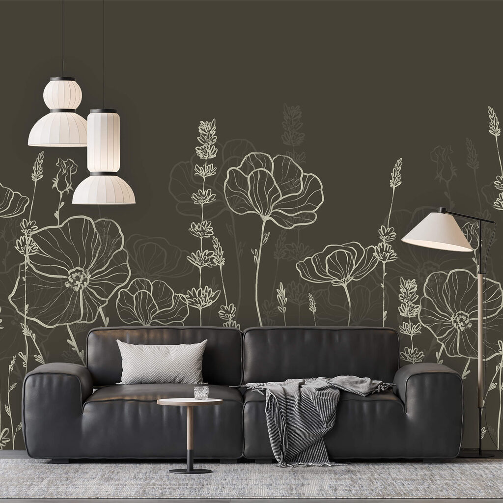 Flores em verde-oliva num interior
