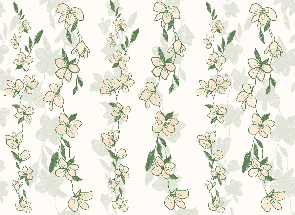 Ramos floridos em verde — design completo