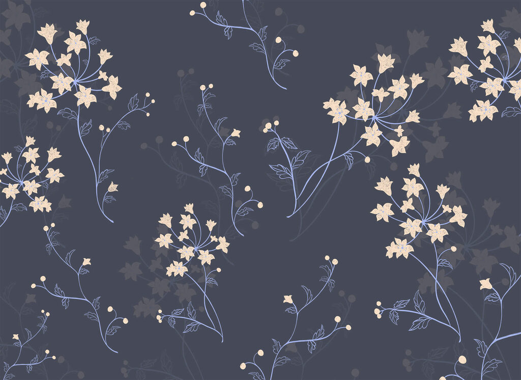 Ramos em flor azul-ardósia — design completo