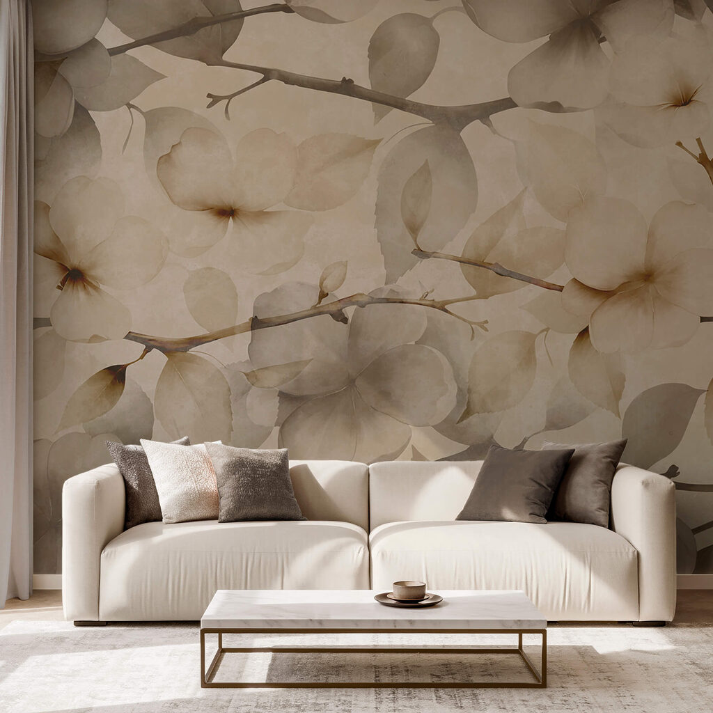 Ramos floridos em bege — interior 1