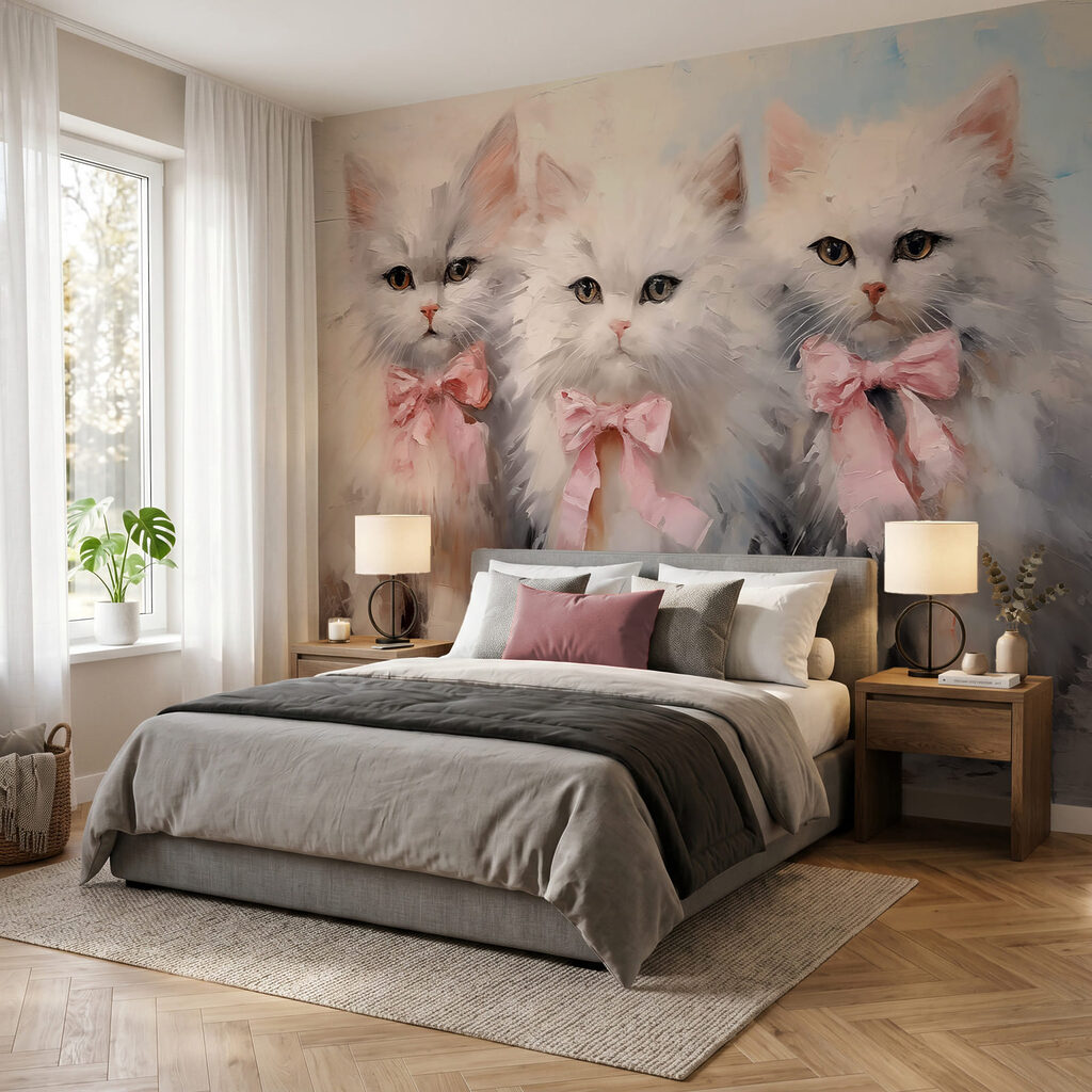 Três gatinhos com laços — interior 1
