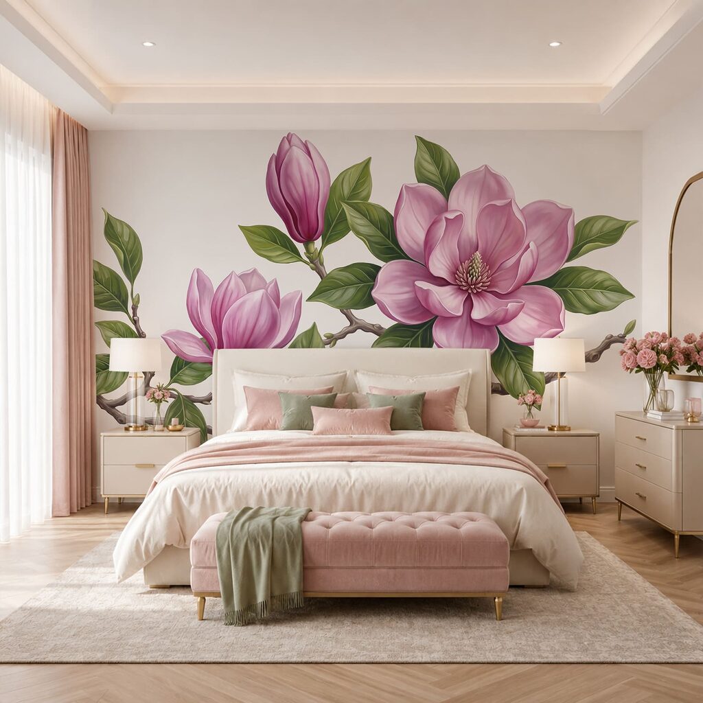 Magnólia rosa em ramos — interior 2