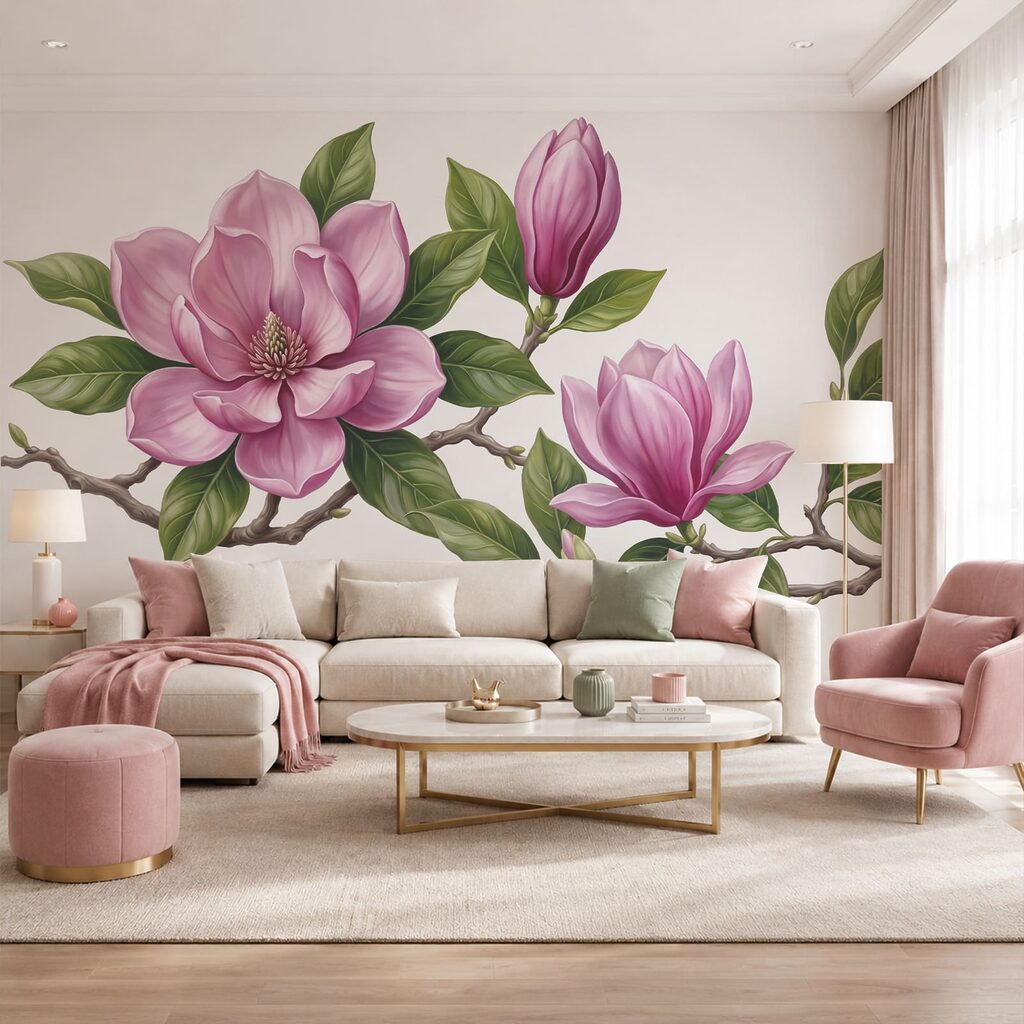 Magnólia rosa em ramos — interior 1