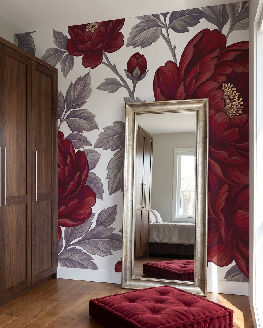 Flores vermelhas em branco — interior 3