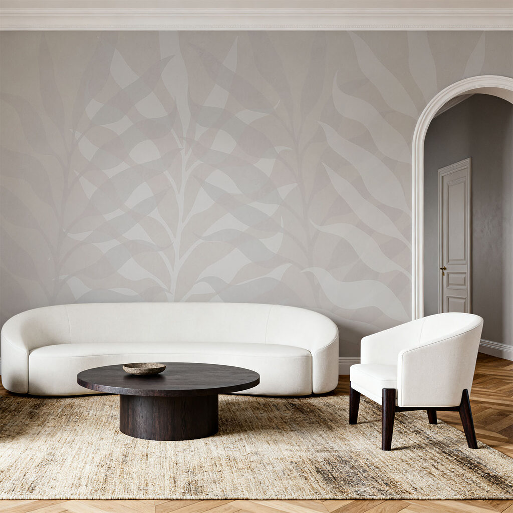 Folhas em repetição suave — interior 1