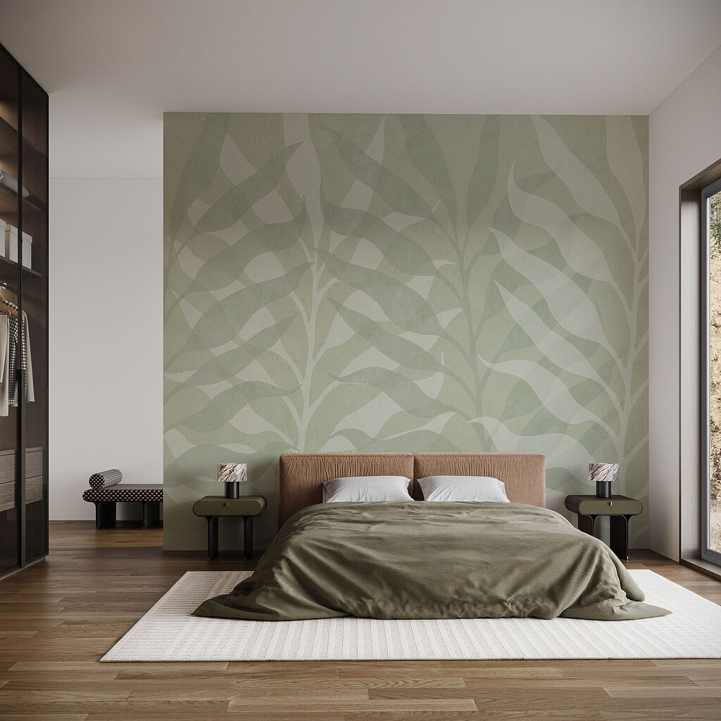 Folhas em repetição suave — interior 1