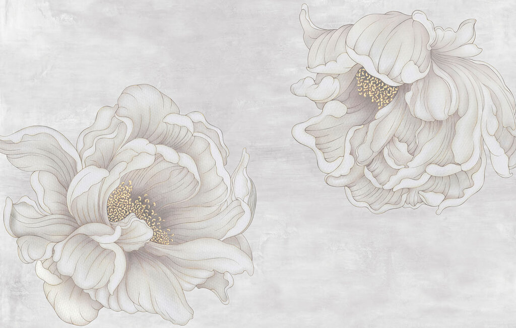 Flores em desenho cinzento — design completo