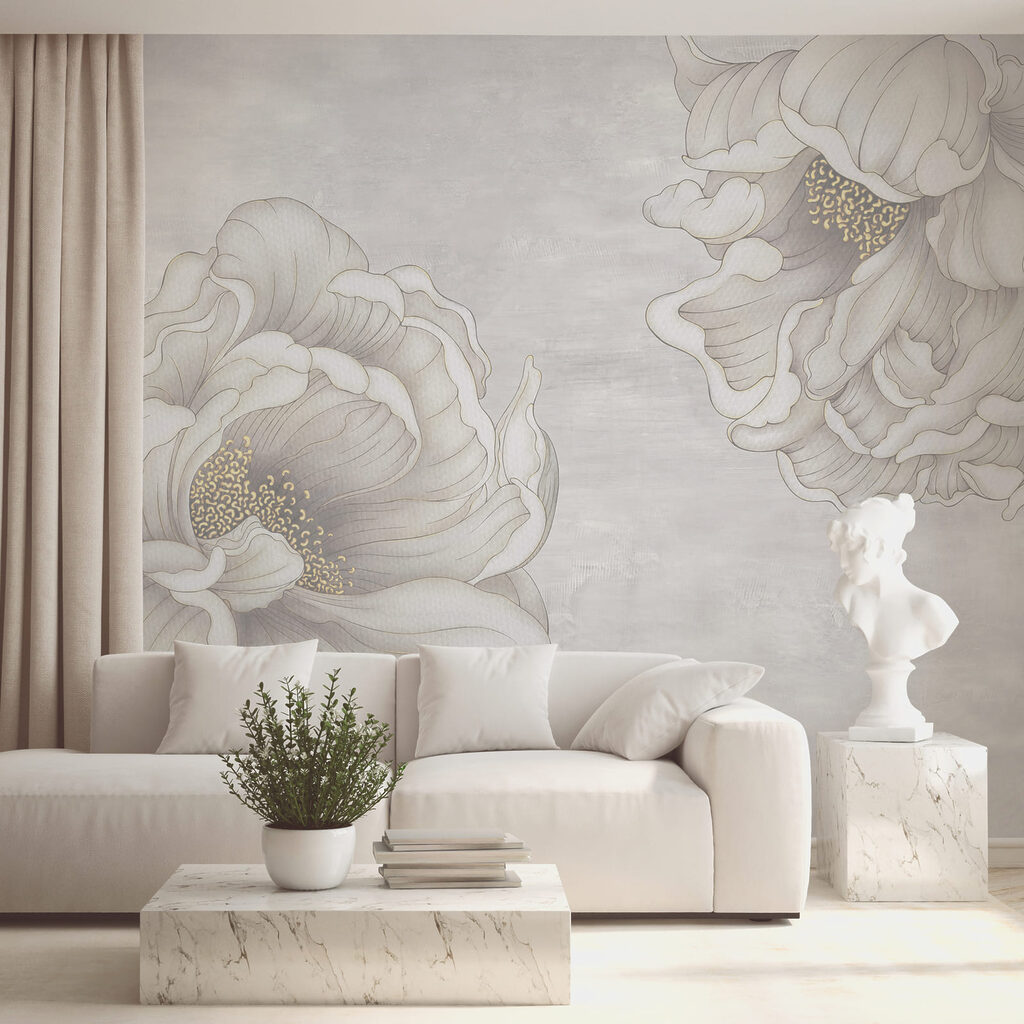 Flores em desenho cinzento — interior 1