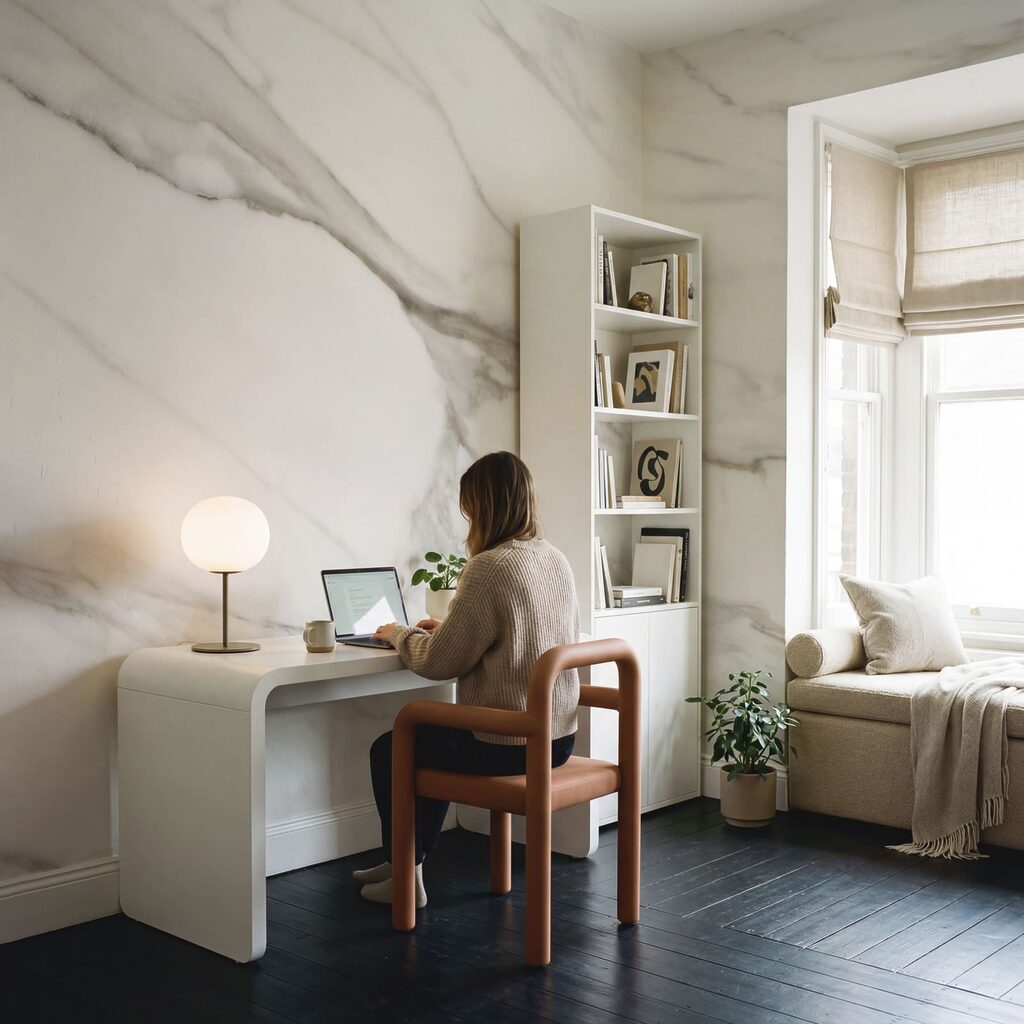 Veios cinzentos sobre branco — interior 3