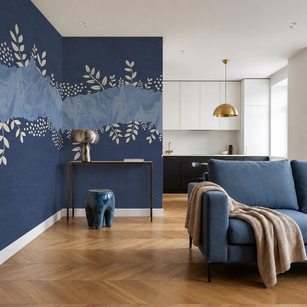 Folhas em faixa pintada — interior 3