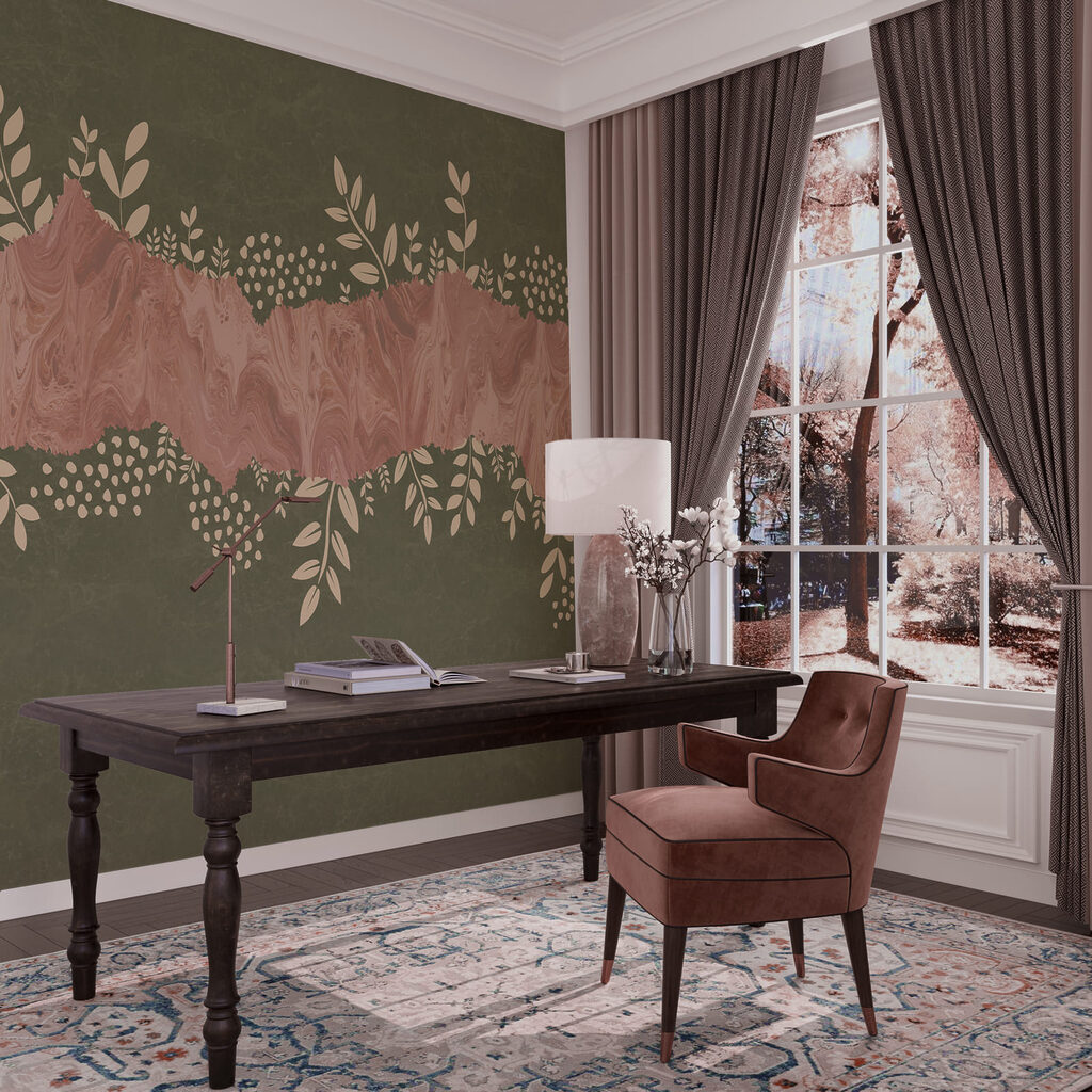 Folhas em faixa pintada — interior 3
