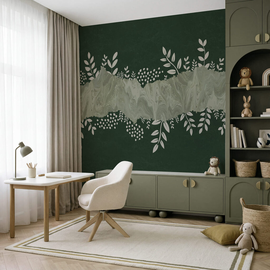 Folhas em faixa pintada — interior 3