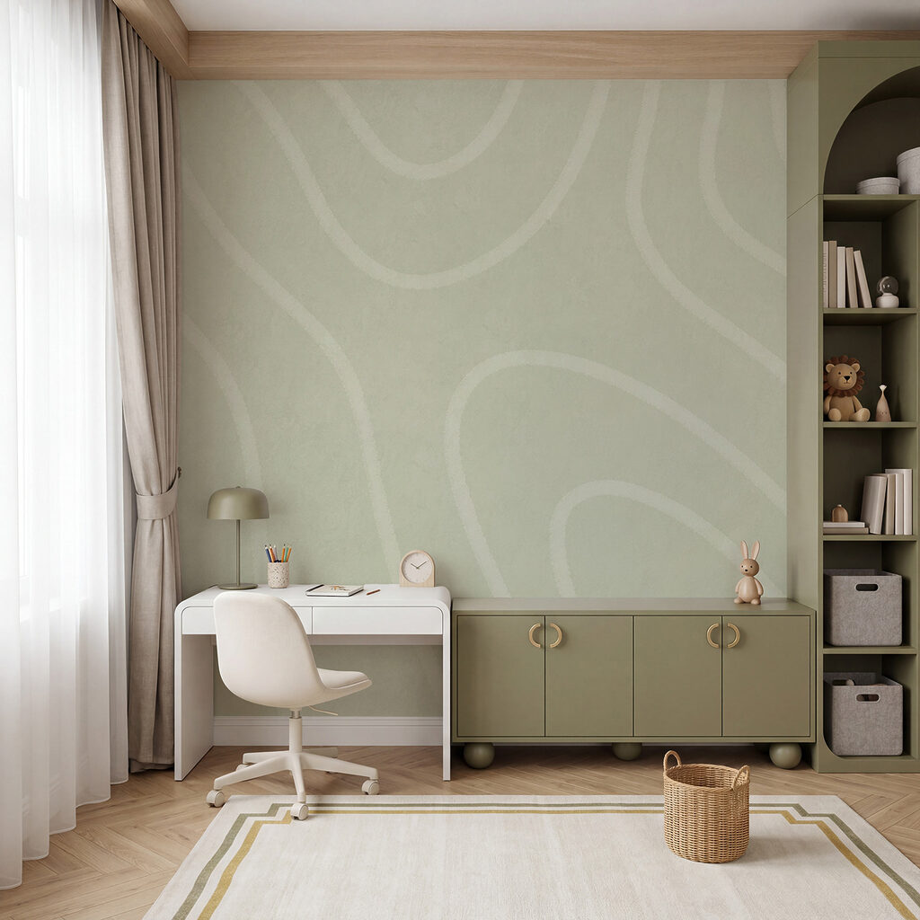 Linhas claras onduladas num interior