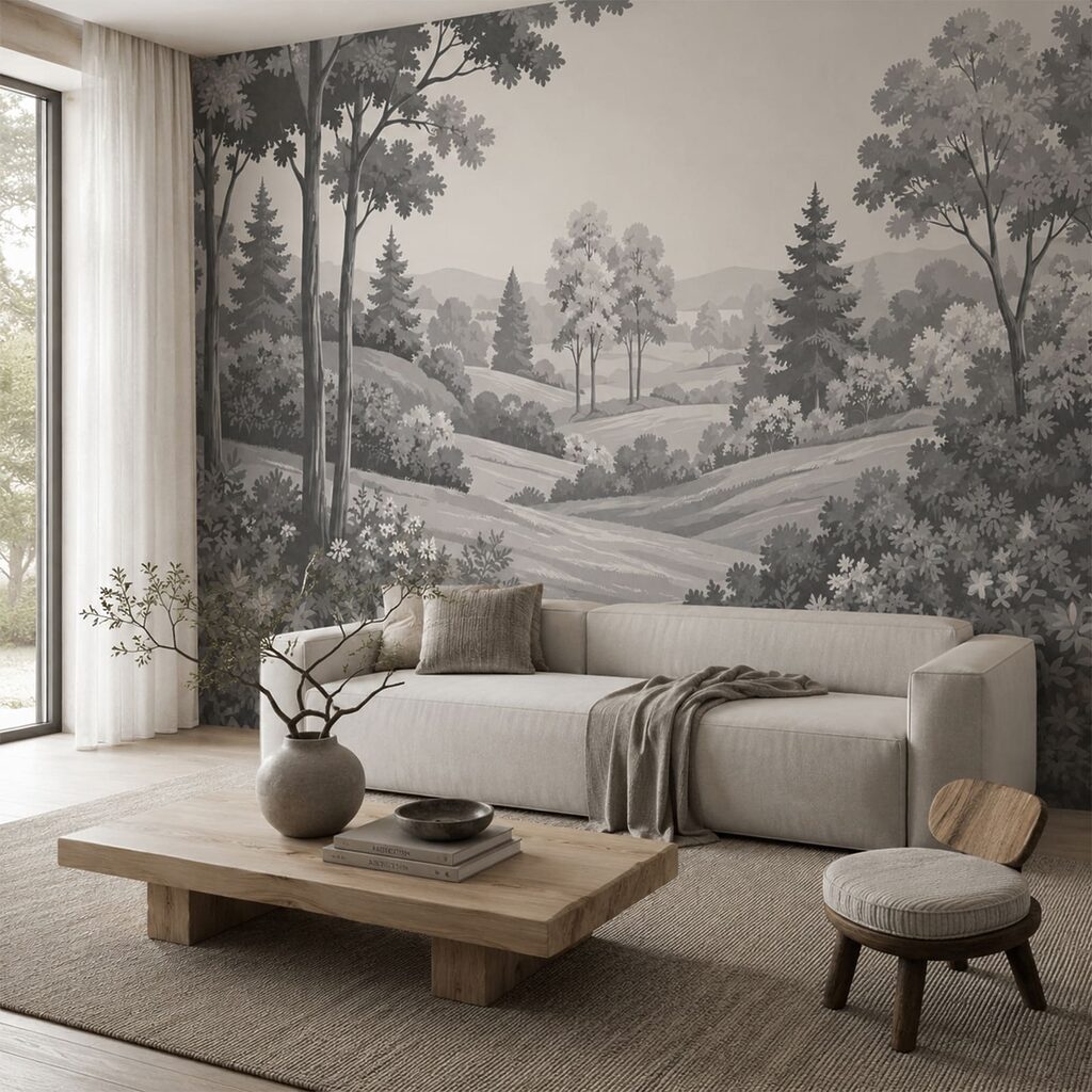 Paisagem de linhas cinzentas — interior 1