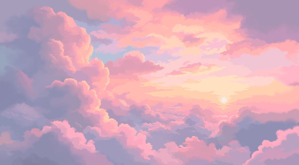 Nuvens em luz rosada — design completo