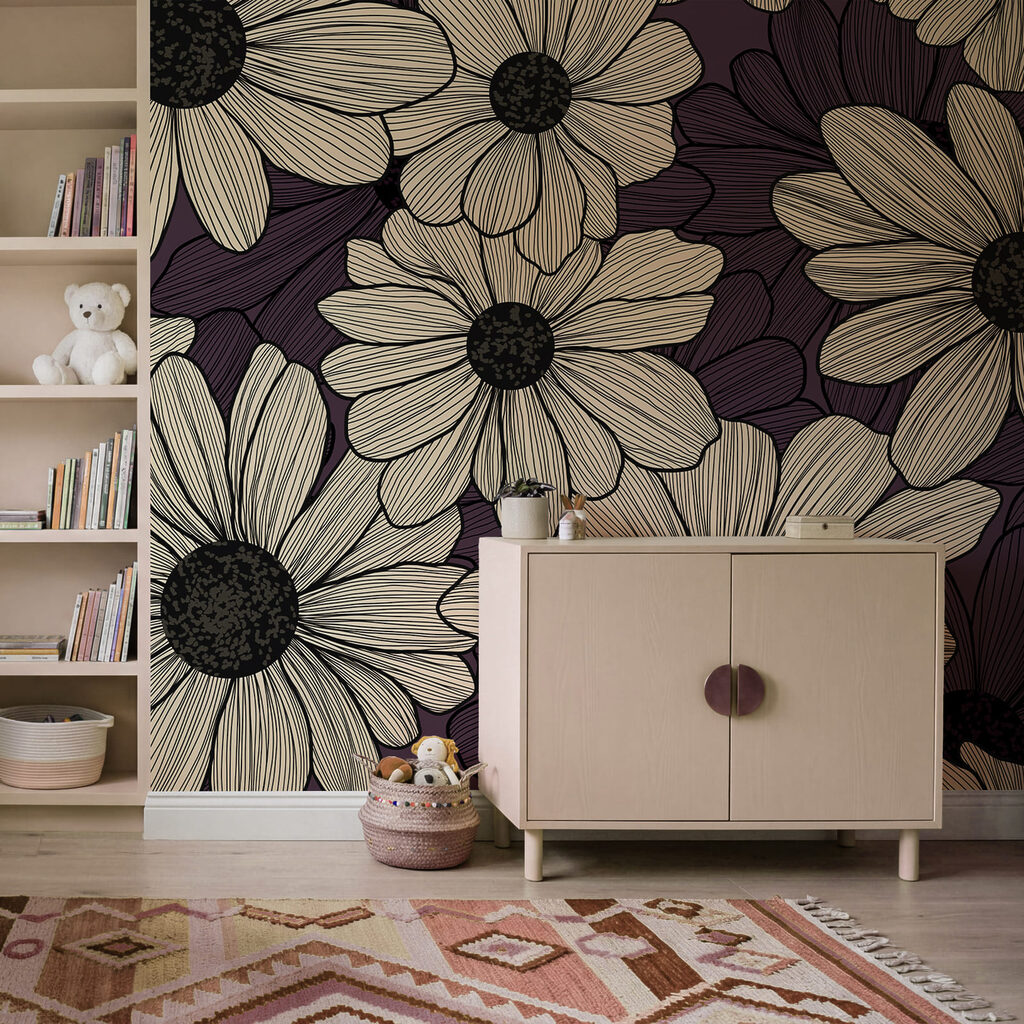 Flores creme sobre verde-escuro — interior 3