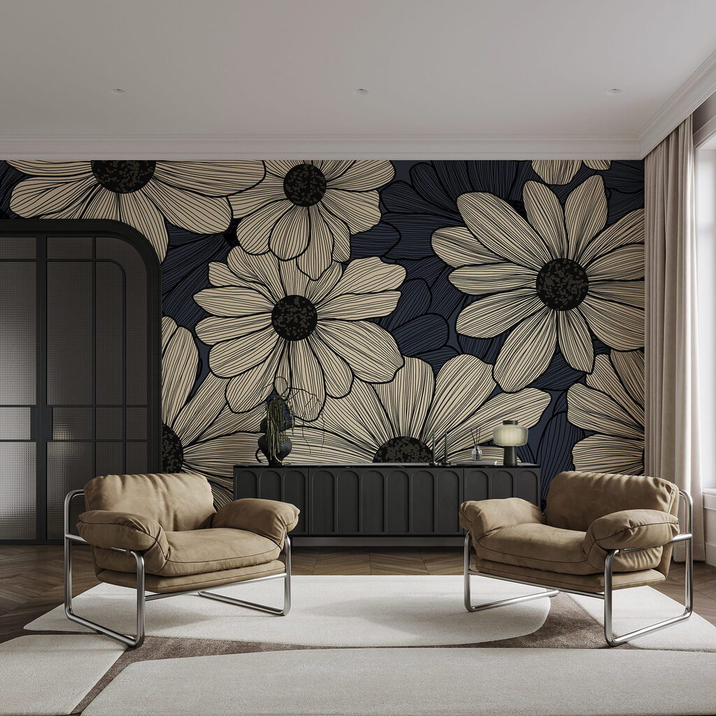 Flores creme sobre verde-escuro — interior 3