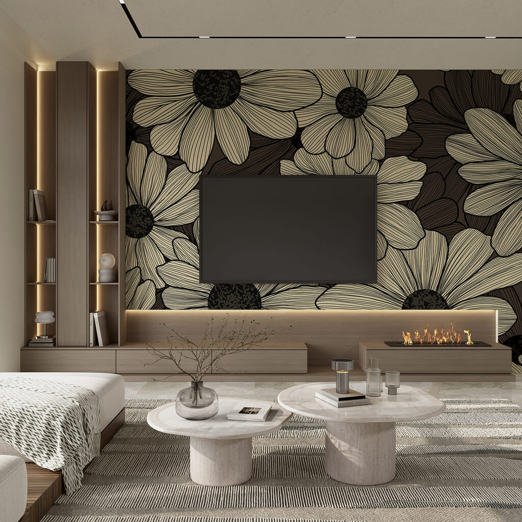 Flores creme sobre verde-escuro — interior 2